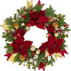 Christmas Wreaths for Front Door, Soomeir 24 Inch Outdoor Christmas Wreath with Lights, Large Prelit Wreath for Holiday Winter Window Outdoor Indoor Xmas