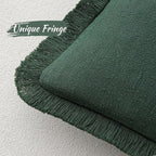 MIULEE Christmas Decorative Throw Pillow Covers Neutral Linen Fringe Throw Pillows Set of 2 Army Green Boho Farmhouse Cushion Covers with Tassels for Couch Sofa Bed Living Room Home Decor 18x18 Inch