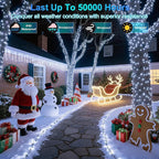 1500LED Christmas Lights Outdoor Use, 470ft 12 Modes Cool White LED String Lights with Timer Dimmable, Waterproof Christmas Lights for Tree Wedding Xmas Patio Fence Balcony Garden Decor Cool White