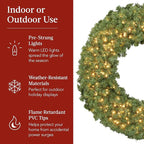 Best Choice Products 36in Large Artificial Pre-Lit Fir Christmas Wreath Holiday Accent Decoration for Door, Mantel w/Red Lighted Bow, 150 LED Lights, 300 PVC Tips, Power Plug-in