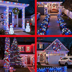 750LED Christmas Lights Outdoor Use, 240ft 12 Modes Red Blue and White LED String Lights with Timer Dimmable, Waterproof Christmas Tree Lights for Xmas Patio Yard Fence Balcony Garden Decor