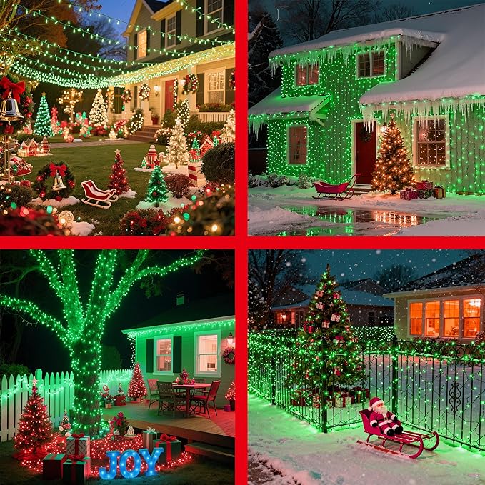 350LED Christmas Lights Indoor Outdoor, 90ft 12 Modes Green LED String Lights with Timer Dimmable, Waterproof Christmas Tree Lights for Xmas Patio Yard Fence Balcony Garden Party Decor Green