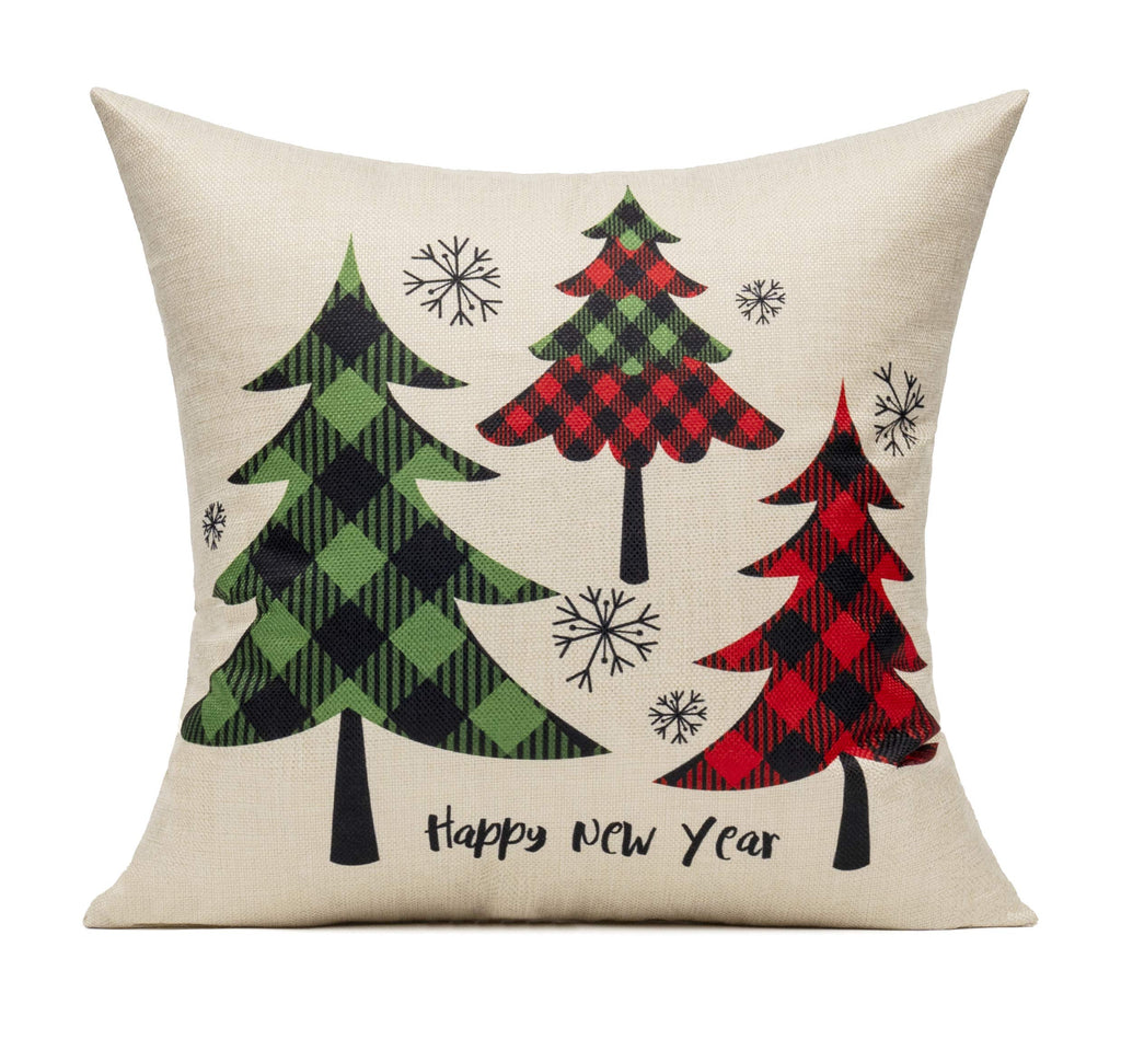 VAKADO Christmas Throw Pillow Covers Decorations Outdoor 18x18 Set of 4 Farmhouse Buffalo Check Xmas Red Deer Cushion Cases Winter Living Room Snow Holiday Home Decor for Couch Porch Indoor Navidad