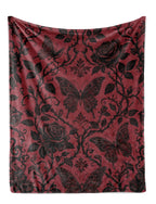 Huglanket Goth Gifts for Women, Butterfly Gifts for Women, Gothic Decor Blanket for Girls on Birthday, Halloween, Christmas, 50"x 65", Red