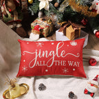 Allorry Merry Christmas Pillow Covers Set of 2 Cotton Linen Farmhouse Christmas Decorations Throw Pillow Cases Covers for Couch Bed Sofa 12x20 Inches