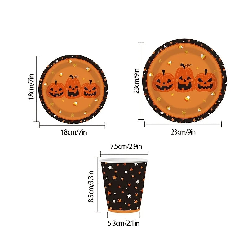 Halloween Disposable Plates & Cups Set