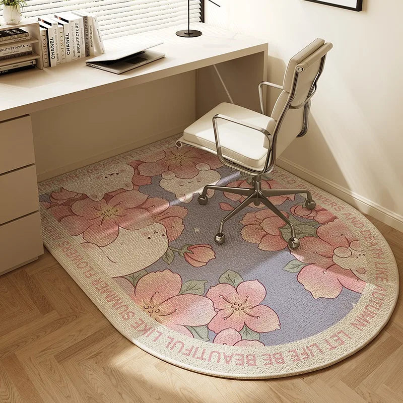 VIKAMA Chair floor mat Arched Bedroom vanity rug Modern home decor Study Playroom Swivel chair Mute rug Office desk floor mat