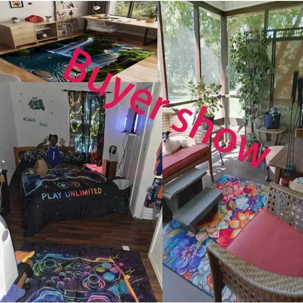 3D Optical Illusion Persian Style Carpet Mat Rug Car Embedded Pattern Home Decoration Floor Rugs for Living Room Bedroom Hallway