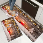 VIKAMA Christmas Snow Scene Carpet 2pcs Kitchen Rug Doormat Welcome Mat Outdoor Carpet Rug For Bedroom Living Room Carpet Home D