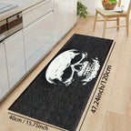 VIKAMA Halloween Horror Skull Carpet Door Mat Living Room Carpet Rug For Bedroom Black Floor Mat Anti-Fouling Dirt-Resistant