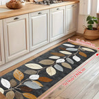 VIKAMA Leaf Pattern Gradient Grey Kitchen Rug Doormat Welcome Mat Runner Rug Winter Rug For Bedroom Warm Carpet For Live Room
