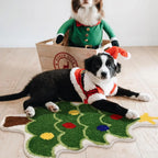 VIKAMA Cartoon Christmas Tree Wool-like Carpet Soft Anti-slip Floor Mat Entry Door Mat Festival Atmosphere Home Decoration