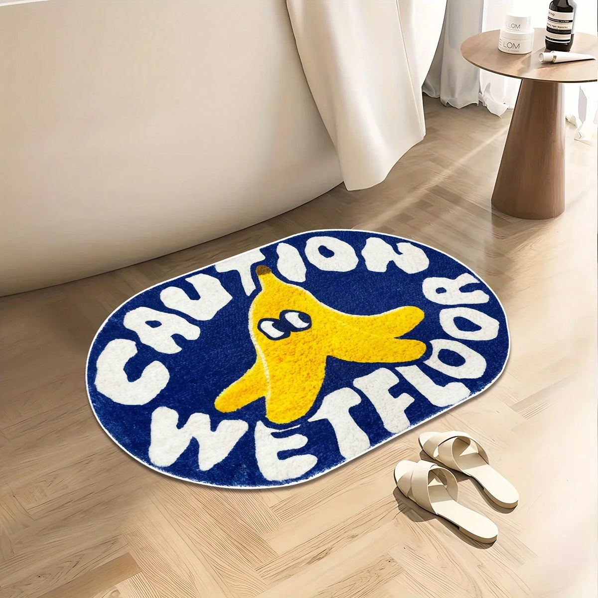 VIKAMA Cute Blue Bathroom Absorbent Mats Caution Wet Floor Doormats Rug For Bedroom Living Room Carpet Decorative Carpet