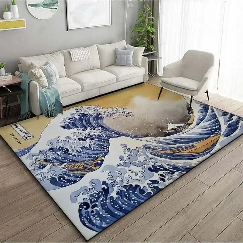 VIKAMA Japanese Japanese Style Ukiyo-e Entrance Hall Carpet Kanagawa Surf Balcony Kitchen Living Room Bedroom Floor Mat