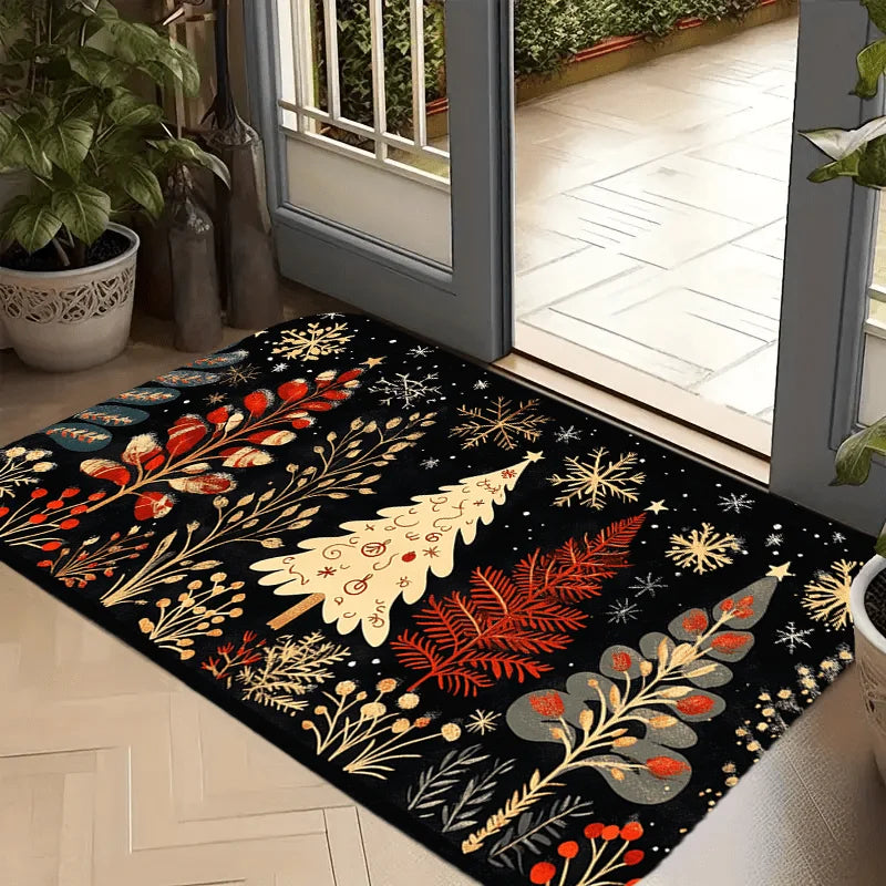 VIKAMA Christmas Carpet Christmas Tree CarpetKitchen Rug  Long Carpet Absorbent Doormat Carpet For Live Room Sofa Floor Mat