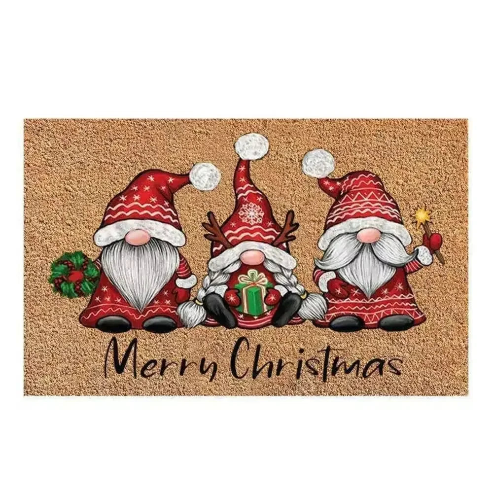 VIKAMA 1pc Three Santa Claus Doormats Festive Floor Mat Living Room Rug For Bedroom Welcome Mat Outdoor Rug Christmas Rug