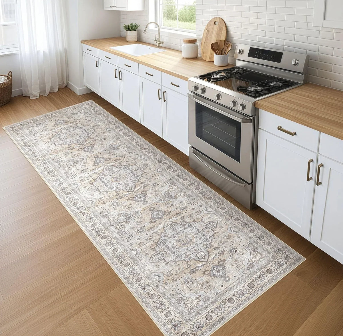 Non Slip Washable Multi Style Runner Rug Floral Retro Abstract Pattern Mat for Kitchen Hallway Corridor Home Decor Floor Carpet