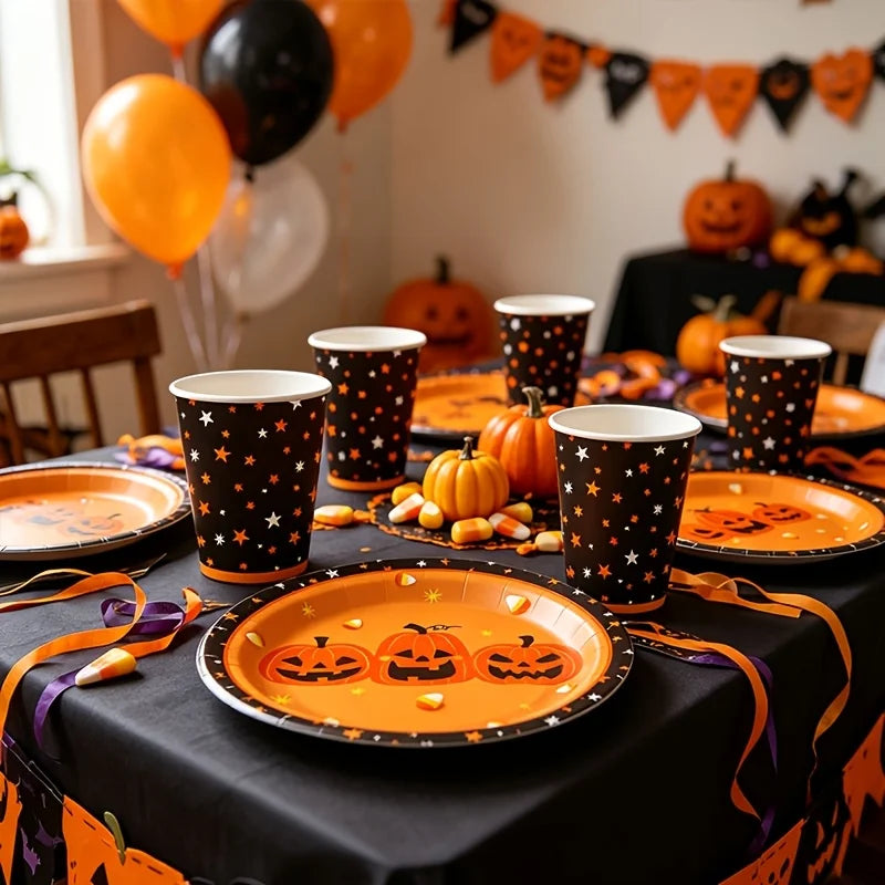 Halloween Disposable Plates & Cups Set