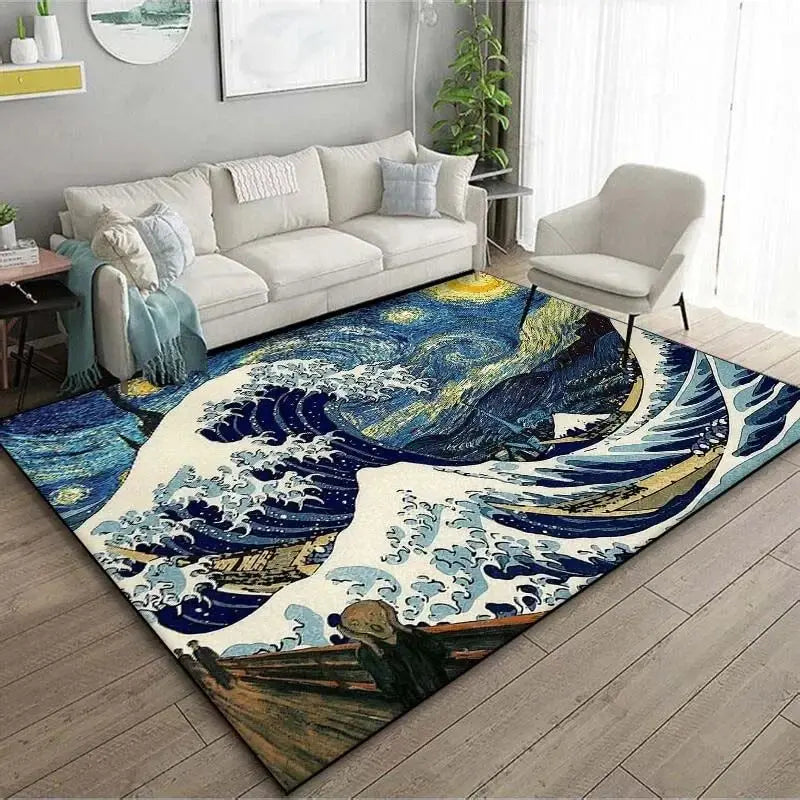 VIKAMA Japanese Japanese Style Ukiyo-e Entrance Hall Carpet Kanagawa Surf Balcony Kitchen Living Room Bedroom Floor Mat
