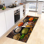 VIKAMA Scandinavian Waterproof Rug Antibacterial Stain Resistant Spice Printed Machine Washable Modern Kitchen Rugs Home Decor