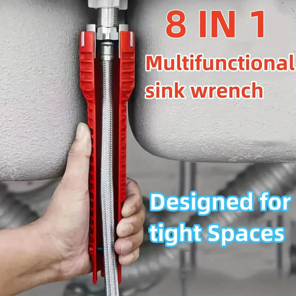 (8 in 1) Faucet and sink installer, multi-function wrench plumbing tool for toilet/sink/bathroom/kitchen plumbing, etc