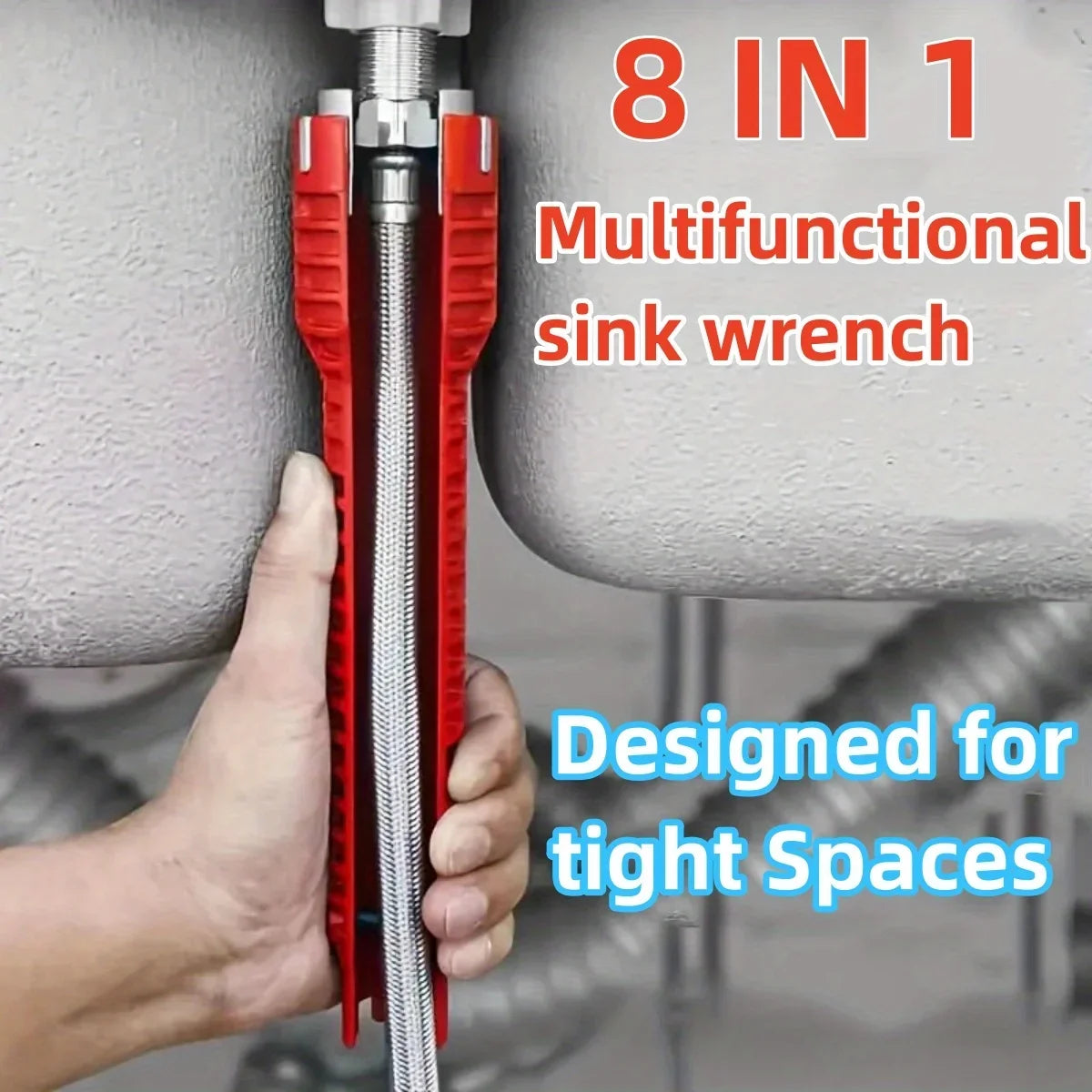 (8 in 1) Faucet and sink installer, multi-function wrench plumbing tool for toilet/sink/bathroom/kitchen plumbing, etc
