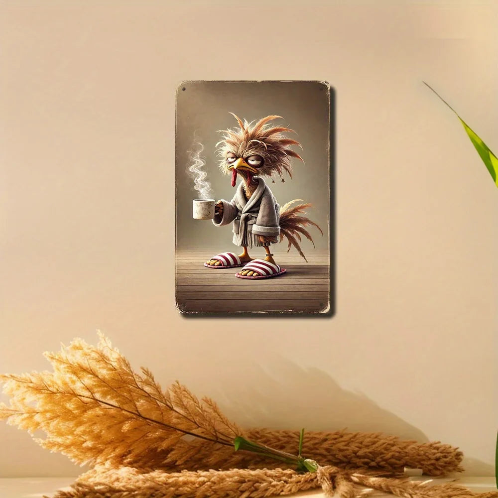 1 pc, Tired Rooster, Aluminum Sign, Room Decor, Home Decor, Restaurant Decor, Bar Decor, Coffee Shop Decor, Garage Decor