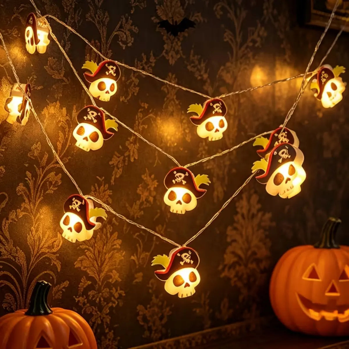 Pirate Skull Halloween String Lights