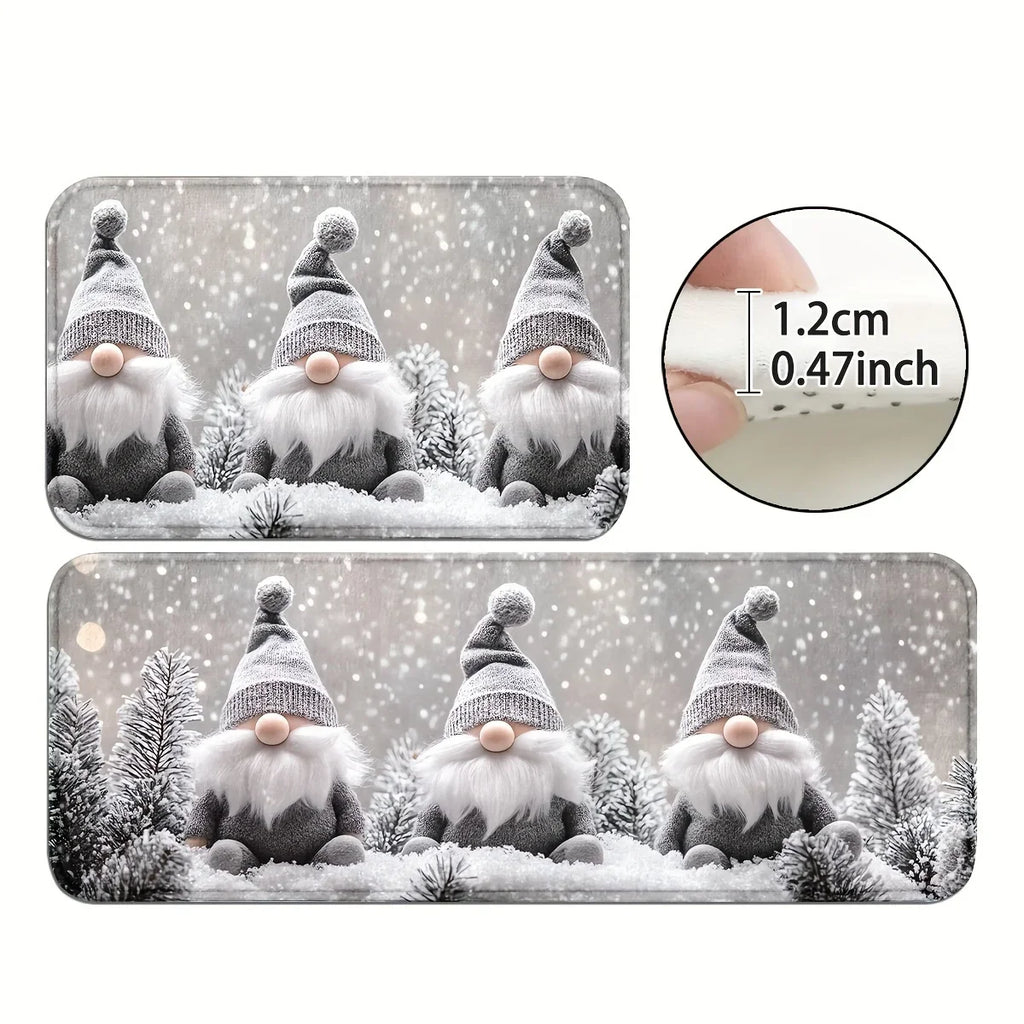 VIKAMA Christmas Carpet Snow Scene Soft Doormat Welcome Mat Shoe Bench Mat Hallway Rug Bedroom Carpet Outdoor Carpet Christmas D