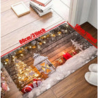 VIKAMA Christmas Snow Scene Carpet 2pcs Kitchen Rug Doormat Welcome Mat Outdoor Carpet Rug For Bedroom Living Room Carpet Home D