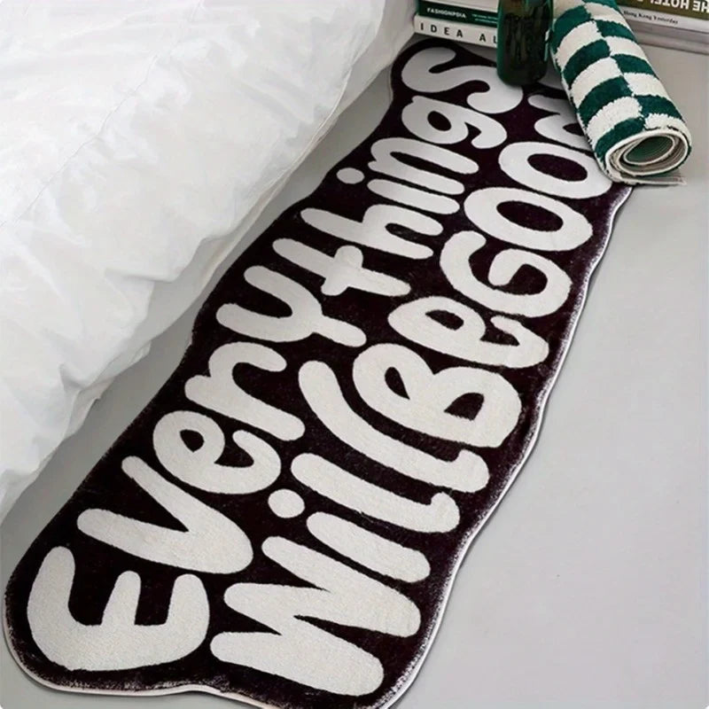 VIKAMA Everything Will Be Good Carpet Encouragement Carpet Living Room Carpet Rug For Bedroom    Bedside Floor Mat Doormat Home
