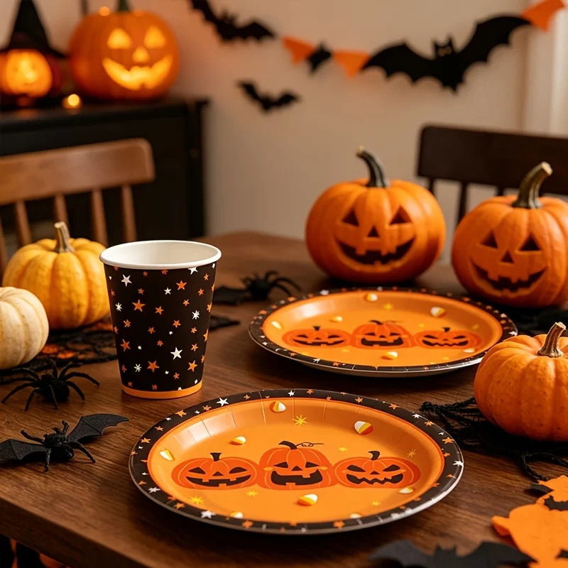 Halloween Disposable Plates & Cups Set