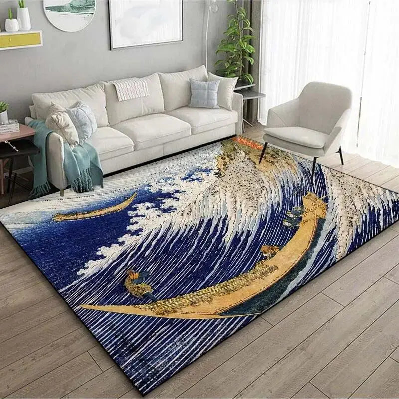 VIKAMA Japanese Japanese Style Ukiyo-e Entrance Hall Carpet Kanagawa Surf Balcony Kitchen Living Room Bedroom Floor Mat