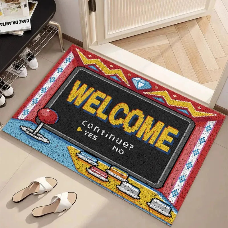 VIKAMA Retro Arcade Game Outdoor Doormat = Waterproof, Non-Slip Rug, Nostalgic Game Console Style