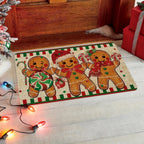VIKAMA Christmas Carpet Gingerbread Man Doormat Soft Welcome Carpet Living Room Carpet Rug For Bedroom Outdoor Carpet Home Decor