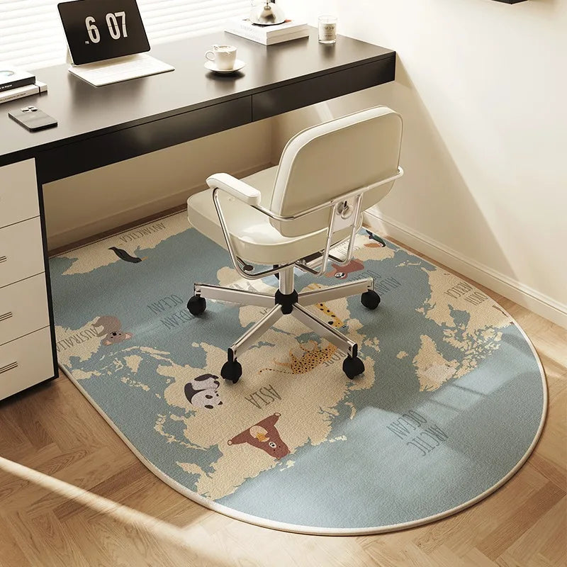 VIKAMA Chair floor mat Arched Bedroom vanity rug Modern home decor Study Playroom Swivel chair Mute rug Office desk floor mat