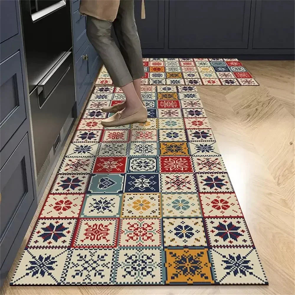 VIKAMA 1/2pcs Kitchen Floor Mat, Anti-Slip And Easy To Maintain, Home Decoration, Entrance Porch Carpet, Living Room Floor Mat