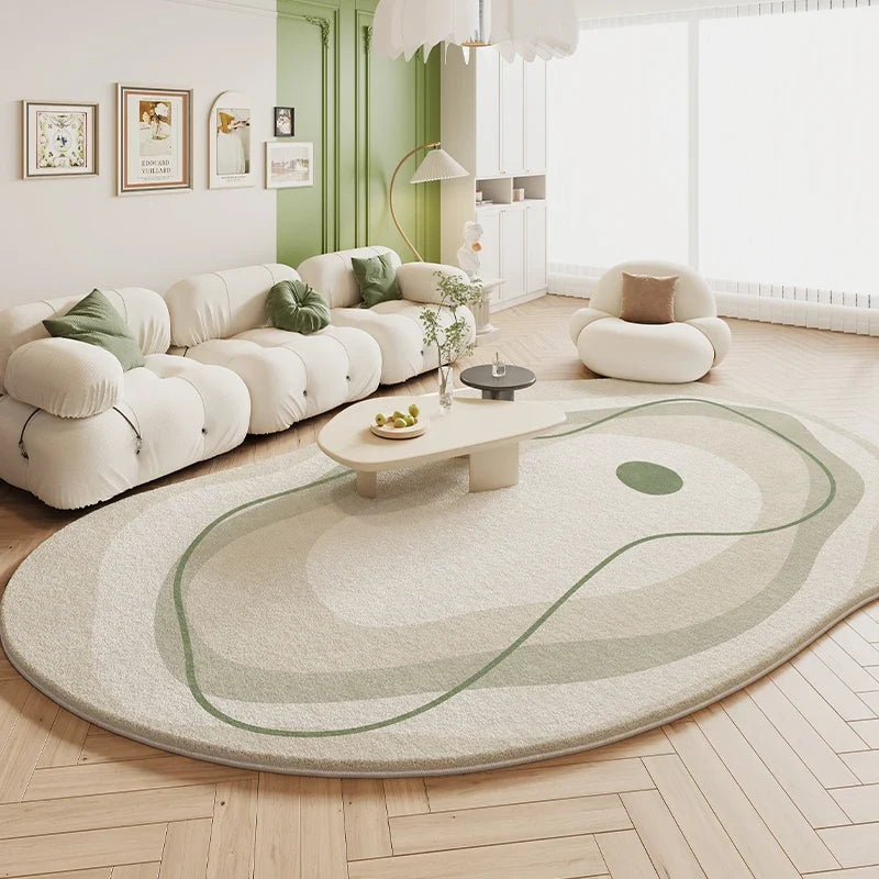 VIKAMA Green Carpet Living Room Shaped Cream Style 2025 New Plush Irregular Bedroom Bedside Floor Mats Home Decoration