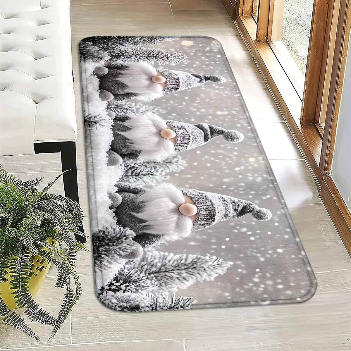 VIKAMA Christmas Carpet Snow Scene Soft Doormat Welcome Mat Shoe Bench Mat Hallway Rug Bedroom Carpet Outdoor Carpet Christmas D