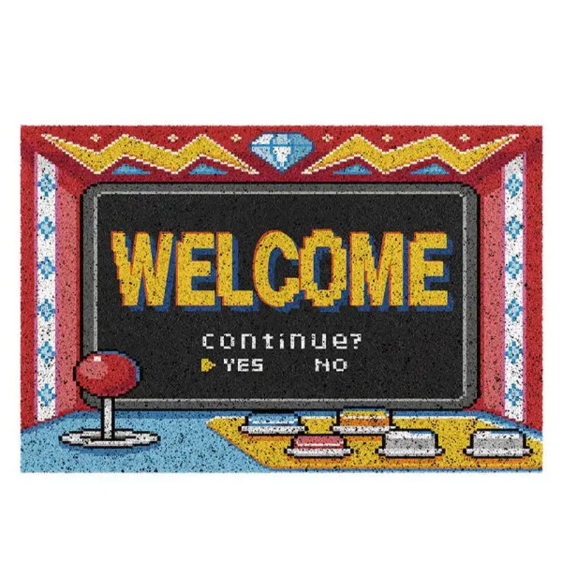 VIKAMA Retro Arcade Game Outdoor Doormat = Waterproof, Non-Slip Rug, Nostalgic Game Console Style