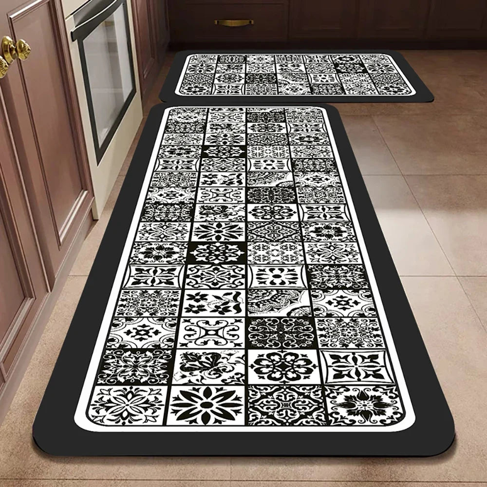 VIKAMA 1/2PCS Kitchen Oil-Resistant Floor Mat, Bathroom Absorbent Quick-Drying Carpet, Anti-Slip Doormat For Home Decoration
