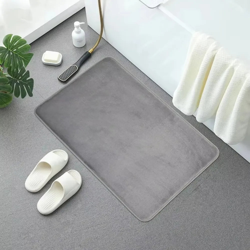 Solid Color Coral Velvet Floor Mat Bathroom Bathroom Doorway Absorbent Non-slip Thickened Cozy Carpet